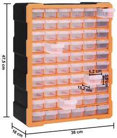 Caixa organizadora com 60 gavetas 38x16x47,5 cm