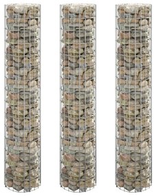 Canteiro elevado/cesto gabião circular 3pcs Ø30x150cm aço galv.