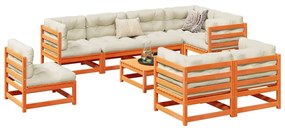 9 pcs conjunto sofás de jardim madeira de pinho castanho mel