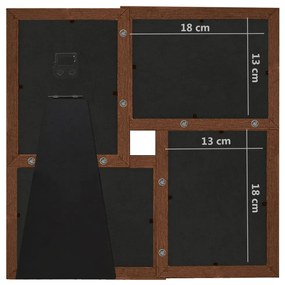 Moldura para 4x(13x18 cm) fotografias MDF castanho-escuro