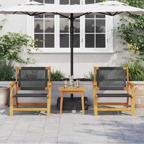 vidaXL Cadeiras de Jardim com Mesa 3 pcs Preto 45 x 45 x 40 cm