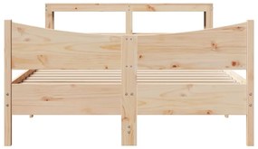 Estrutura de cama c/ cabeceira 150x200 cm pinho maciço