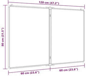 Quadro branco magnético dobrável 120x80x1,7 cm alumínio