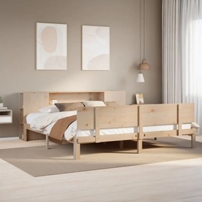 Cama com estante sem colchão 200x200 cm pinho maciço