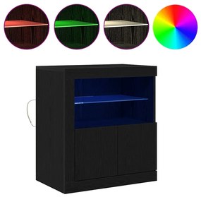 Sideboard vidaXL com luzes LED Carvalho Preto 60,5x37x67 cm