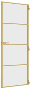 Porta interior 76x201,5 cm vidro temperado e alumínio dourado