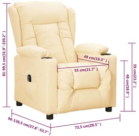 Poltrona reclinável elétrica couro artificial cor creme