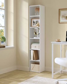 Estante com 6 compartimentos abertos 24 x 30,2 x 160,7 cm em branco