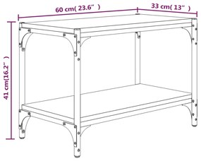 Móvel de TV 60x33x41 cm derivados madeira/aço cinzento sonoma