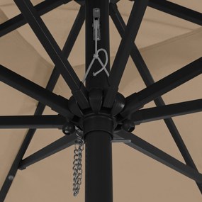 Parasol de Jardim Quadrado vidaXL com Luzes LED 295x245 cm Taupe