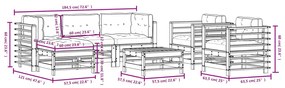 7 pcs conjunto lounge jardim c/ almofadões madeira maciça cinza