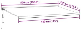 Toldo retrátil automático 500x300 cm castanho
