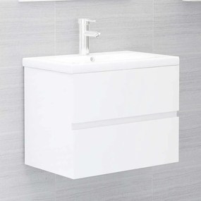 2 pcs conj. móveis casa de banho contraplacado branco brilhante