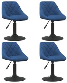 Cadeiras de jantar giratórias 4 pcs veludo azul