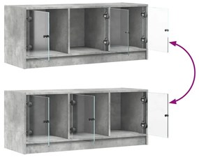 Móvel de TV c/ portas de vidro 102x37x42 cm cinza cimento