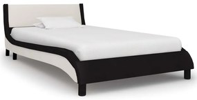 280342 vidaXL Estrutura de cama 90x200 cm couro artificial preto e branco