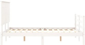 Estrutura de cama com cabeceira 120x200cm madeira maciça branco