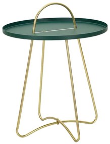 Mesa de Centro Greent - Metal Verde com Pernas Douradas - Ø 45 cm x 59