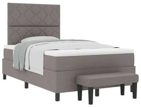 Cama Box Spring com Colchão e Banco Taupe 120x200 cm Tecido