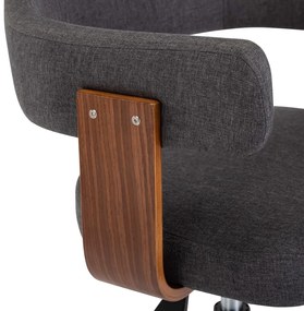 Cadeira de jantar giratória madeira curvada e tecido cinzento