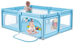 Centro de actividades crianças Parque infantil com bolas para bebés Não tóxico com rede respirável 205 x 147 x 68 cm Azul