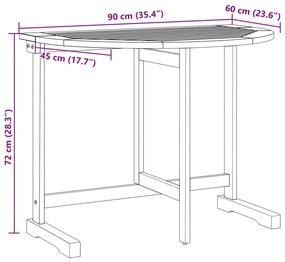 3 pcs conjunto jantar dobrável p/ jardim madeira acácia maciça