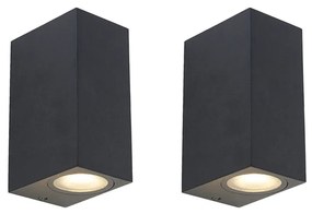Conjunto de 2 Apliques de Parede Modernos Pretos 2 Luzes IP44 - Baleno Moderno,Design