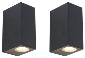 Conjunto de 2 candeeiros de parede modernos preto 2 luzes IP44 - Baleno Moderno,Design