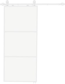 Porta de Correr de Vidro com Mecanismo de Fecho Suave para Casa de Banho Sala de Estar Cozinha 91,4x203,2 cm Branco