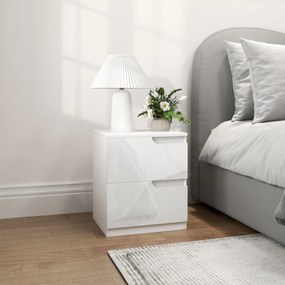 Mesa de Cabeceira Moderna Mesa de Cabeceira com Gavetas Mesa Auxiliar para Dormitório Sala de Estar 40x40x48 cm Branco