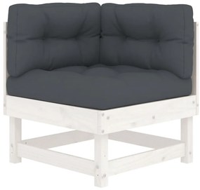 6pcs conjunto lounge jardim c/ almofadões madeira maciça branco
