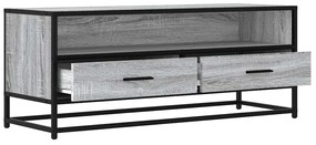 Móvel p/ TV 100x34,5x40 cm deriv. madeira/metal cinzento sonoma