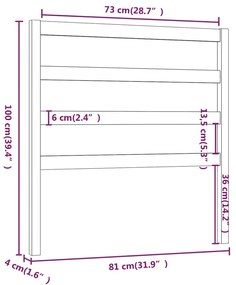 Cabeceira de cama 81x4x100 cm pinho maciço cinzento