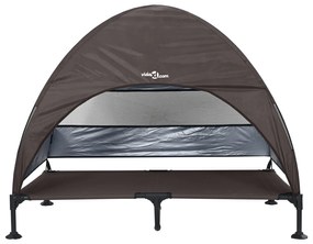 Cama Elevada para Cães com Toldo Removível Marrom XL Aço