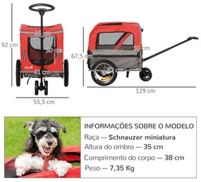 PawHut Reboque de Bicicleta para Cães 2 em 1 Carrinho para Animais de