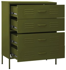 Cómoda/aparador com gavetas aço 80x35x101,5 cm verde-azeitona