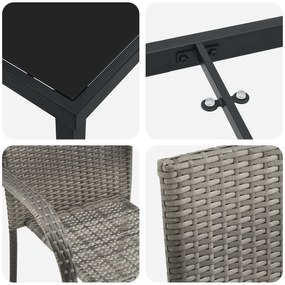 Conjunto de Jantar de 7 Peças em Rattan Sintético Cinza