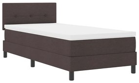 Cama Box com Colchão Castanho Escuro 100x200 cm Tecido