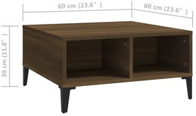 Mesa de centro 60x60x30 cm aglomerado cor carvalho castanho