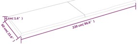 Prateleira de parede 220x60x(2-4)cm carvalho maciço não tratado