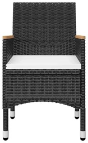 5 pcs conjunto de jantar p/ jardim c/ almofadões preto