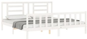 Estrutura cama Super King Size c/ cabeceira madeira branco