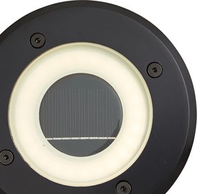 Foco de chão moderno preto com LED recarregável com energia solar IP65 - Solyx