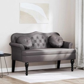 vidaXL Banco Chesterfield Cinzeto 120,5 x 65 x 75 cm Couro Sintético
