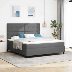 vidaXL Cama Box com Colchão Cinza Escuro Super King Tecido