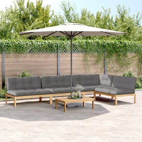 vidaXL 5 pcs móveis de paletes p/ jardim com almofadões acácia maciça