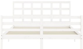 Estrutura de cama King Size com cabeceira madeira maciça branco