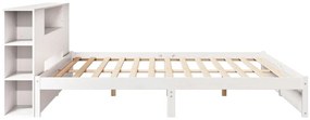 Cama com estante sem colchão 180x200 cm pinho maciço branco