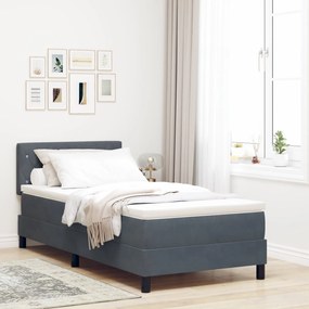 Cama Box Spring com Colchão Cinza Escuro 90x200 cm Veludo