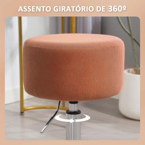 Banco de toucadou ou cozinha Ajustável em Altura 52-66 cm Estofado em Veludo Giratória a 360° Castanho
